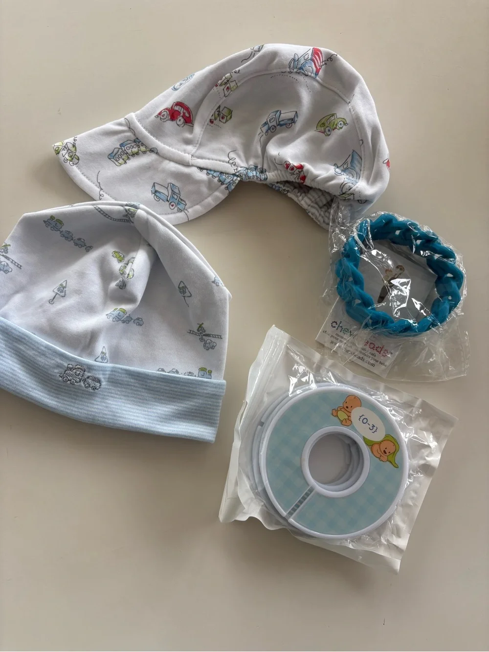 Bundle of Rev. Kissy Kissy Hats/Chew Beads Bracelet/Closet Organizers Size 0-3